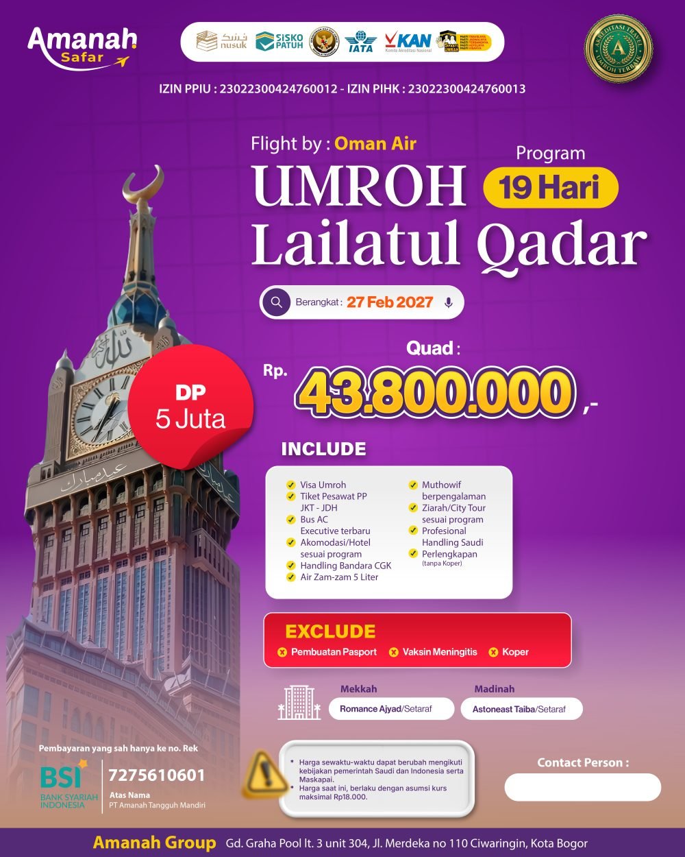 Paket Umroh Reguler 9 Hari